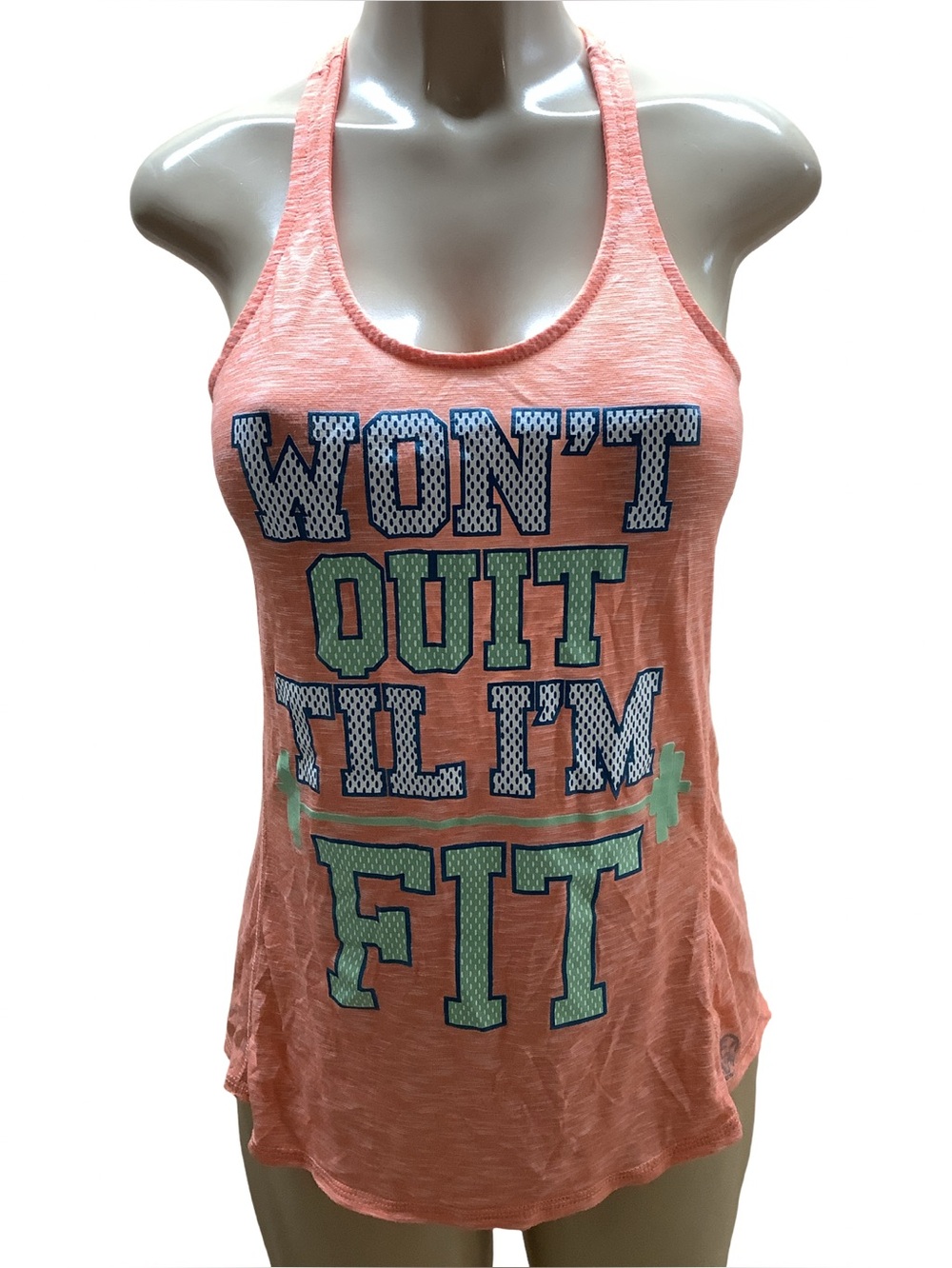 EVCR Racerback Tank Top Size Small “Won’t Quit Til I’m Fit, Preloved